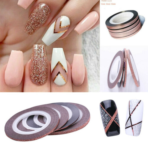 4Pcs Kit Nail Art Striping Tape Line Rose Gold Stickers Decals 1mm 2mm | eBay 4Pcs Kit Nail Art Striping Tape Line Rose Gold Stickers Decals 1mm 2mm | eBay