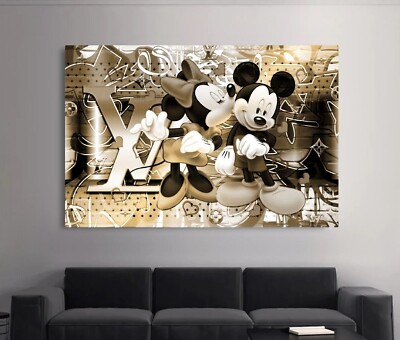 LEINWAND BILD BIS 155x100x5 MICKY-MINI MAUS GRAFFITI STREET-ART POPART GOLD-GELB