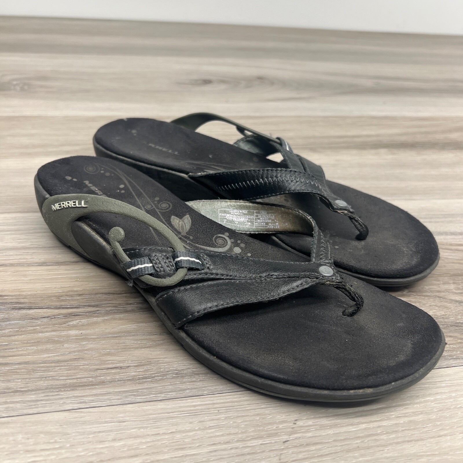 Merrell sandalo infradito donna taglia 6 Celeste nero slip on