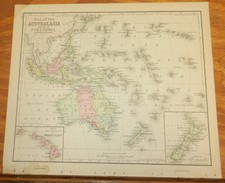Carte ancienne couleur Warren 1885///AUSTRALIE, MALAISIE, POLYNÉSIE, NOUVELLE ZELANDE