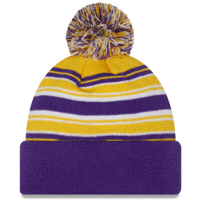 Minnesota Vikings New Era Striped Crown Cuffed Pom Knit  display picture 2