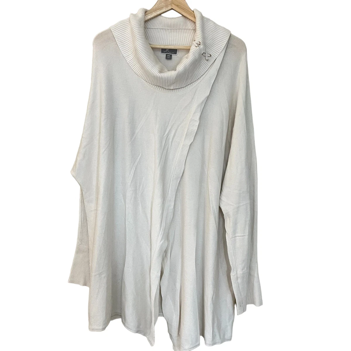 JM Collection Womens Turtleneck Wrap Sweater Ivory Size XXL 2XL