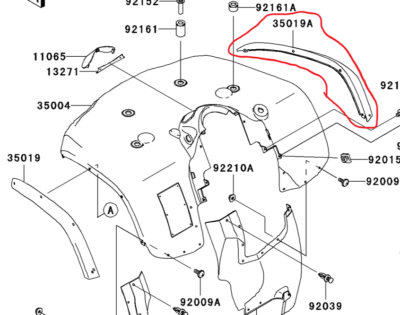KAWASAKI PRAIRIE 650, 700 FRONT FENDER RIGHT SIDE EXTENSION FLARE
