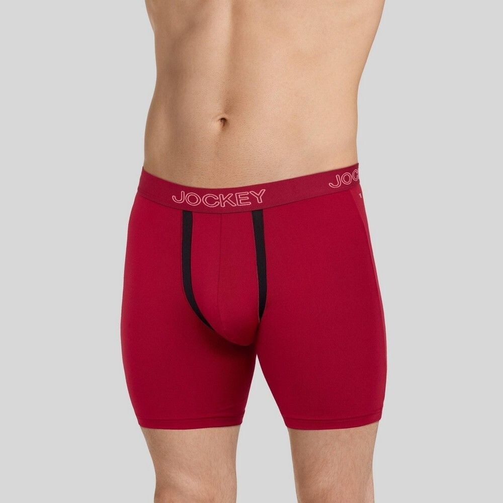 Jockey Generation Men's No Chafe Boxer Brief 3 Pack, Black/Red/Gray