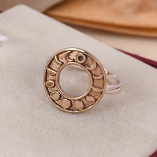 Dual Tone Moon Phase Ring Sterling Silver Lunar Phase Ring All Size