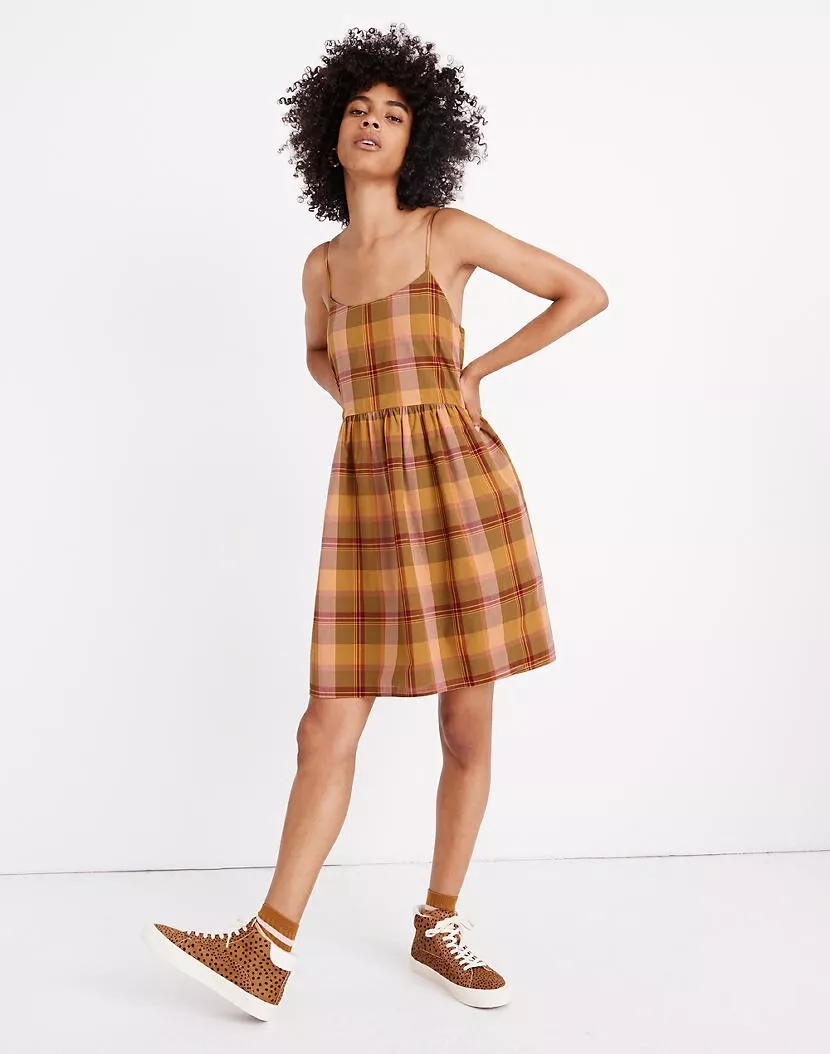 plaid babydoll dress