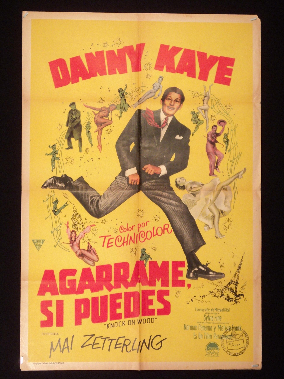 KNOCK ON WOOD (1954) * DANNY KAYE * MAI ZETTERLING * ARGENTINE 1sh ...