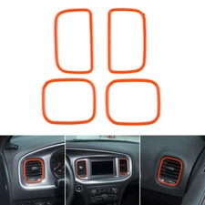 Orange Center Console Dash Air Vent Outlet Cover Trim Ring For Dodge Charger 11+