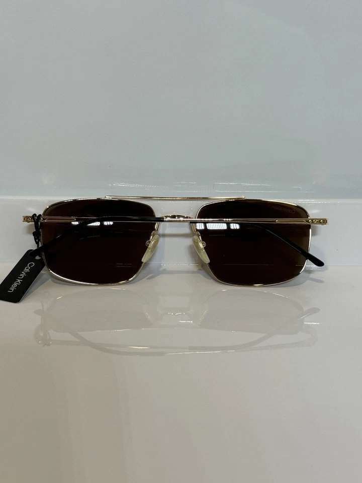 NIB Calvin Klein CK22111TS 717 Gold Titanium Brown Sunglasses 56mm - Image 4 of 4