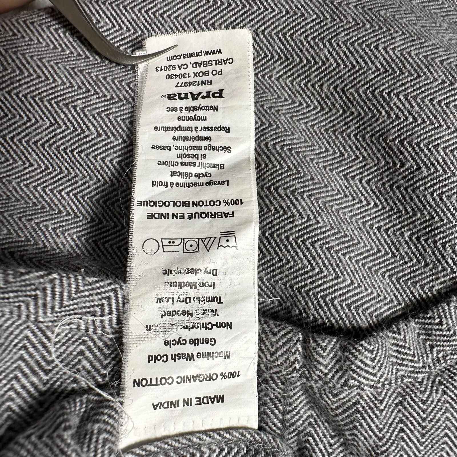 prana long sleeve 100% organic cotton pockets casual shirt