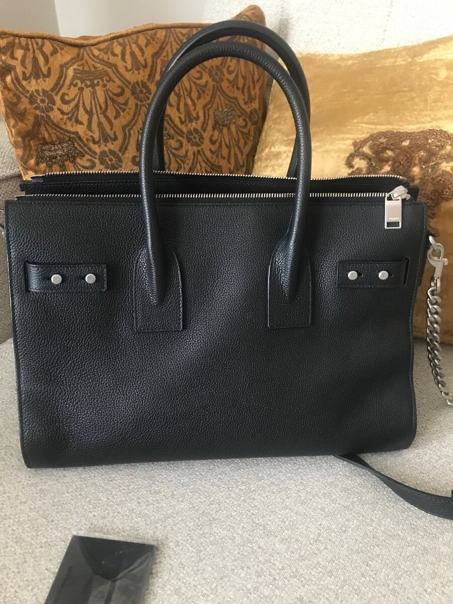 SAINT LAURENT, ZIPPED, SAC DE JOUR, BLACK GRAINED LEATHER SAINT LAURENT, ZIPPED, SAC DE JOUR, BLACK GRAINED LEATHER