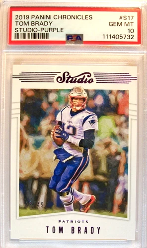 2019 PANINI CHRONICLES TOM BRADY STUDIO-PURPLE SSP /49 PSA GEM MINT 10