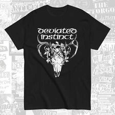 Deviated Instinct Deer Skull Crust Punk T-Shirt Nausea Amebix Anarchy