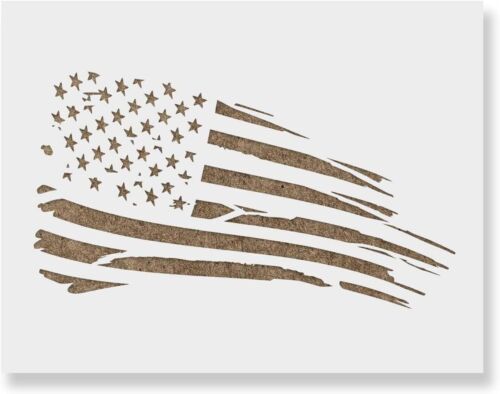 Distressed US American Flag Stencil, 11 x 8.5 Inches for Art, DIY Projects, Scra