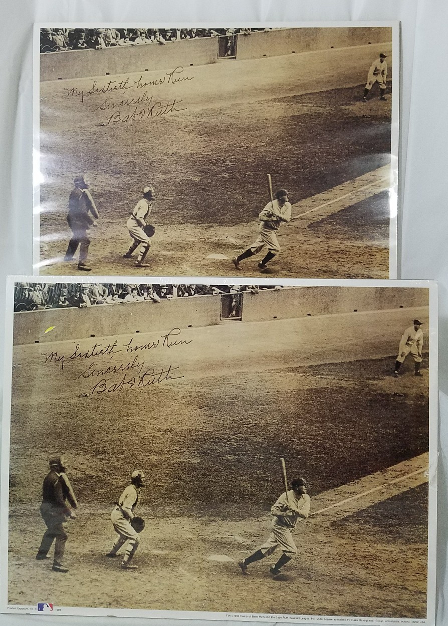 Babe Ruth 1927 The 60th Babe Connects 2 Prints Posters Baseball ...