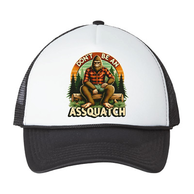 Bigfoot Sasquatch Assquatch Mesh Trucker Snapback Camp Hat Unisex
