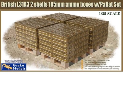 Gecko Models 1/35 British L31A3 2 shells 105mm ammo boxes w/Palle #35GM0037 USA