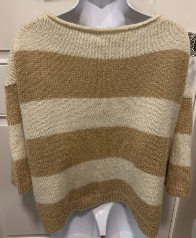 Blusa Suéter Juicy Couture Rayas Beige/Marrón Mangas 3/4 Relajada Talla XS/S Foto 4 de 4