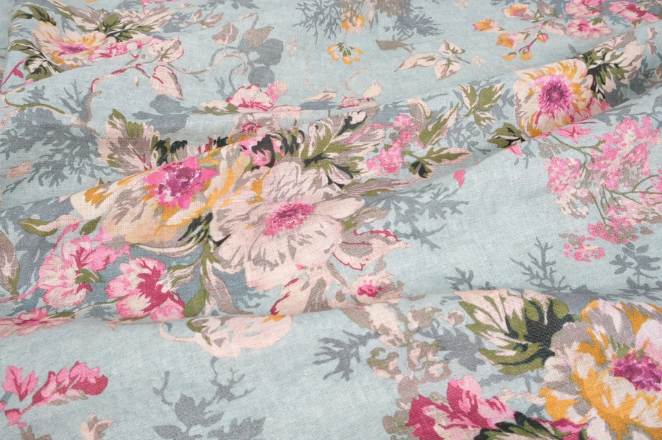 Pure 100% LINEN flower  Soft Fabric 180gsm Flax Clothing fashion floral - Image 3 of 4