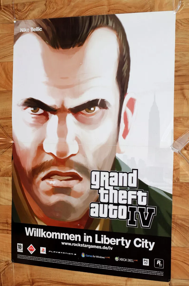 RARE! 2008 GRAND THEFT AUTO IV Niko Bellic PC Xbox PS3 Game = 2pg Promo  PRINT AD