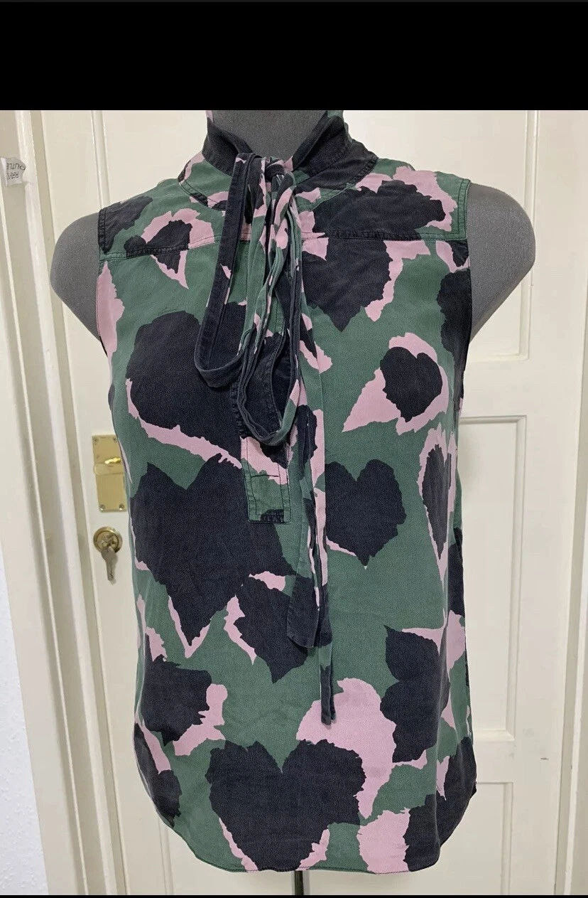 Chemisier femme Gucci multicolore en soie taille UK 8 très bon état et sac papier cadeau neuf