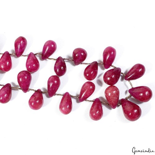 Beautiful Red Color Quartz Smooth Pear Drop Polished Beads, 36 Pc 12-17mm/330 Ct - Picture 3 of 7