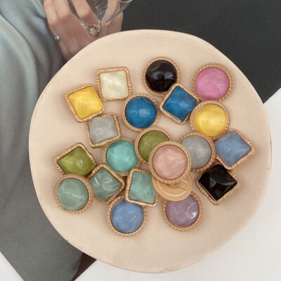 Metal Buttons Round Square Jelly Coated Gold Trim Buttons 21mm 25mm Buttons