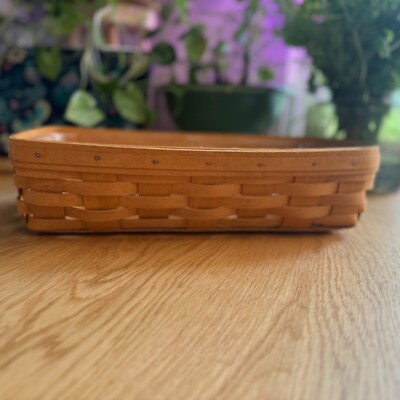Longaberger 1998 Woven Rectangular Bread Basket + Protective Liner