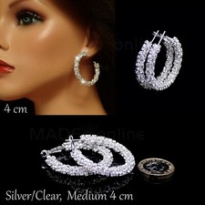 Very Sparkle Hoop Earrings, Gold, Rose Gold, Silver and AB, Big Bling Loops,