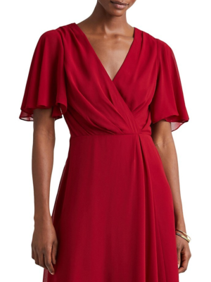 $135 Lauren Ralph Lauren Women's, Flutter-Sleeve Georgette Dress, Garnet, 4 | eBay $135 Lauren Ralph Lauren Women's, Flutter-Sleeve Georgette Dress, Garnet, 4 | eBay