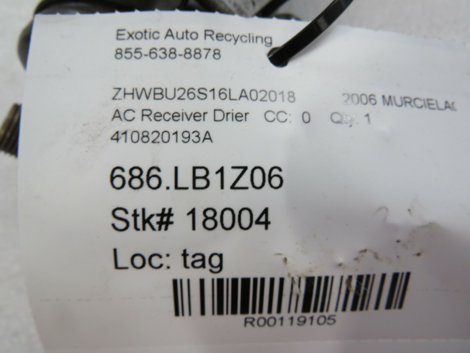 Lamborghini Murcielago LP640, AC Drier, Used, P/N 410820193A
