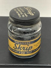 Sheaffer  s Skrip 22 Blue Black Writing Fluid Glass Ink Bottle Vintage Empty