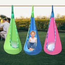 Upgraded Kids Hanging Hammock Swing with Lights, Swing Chair for Kids Indoor