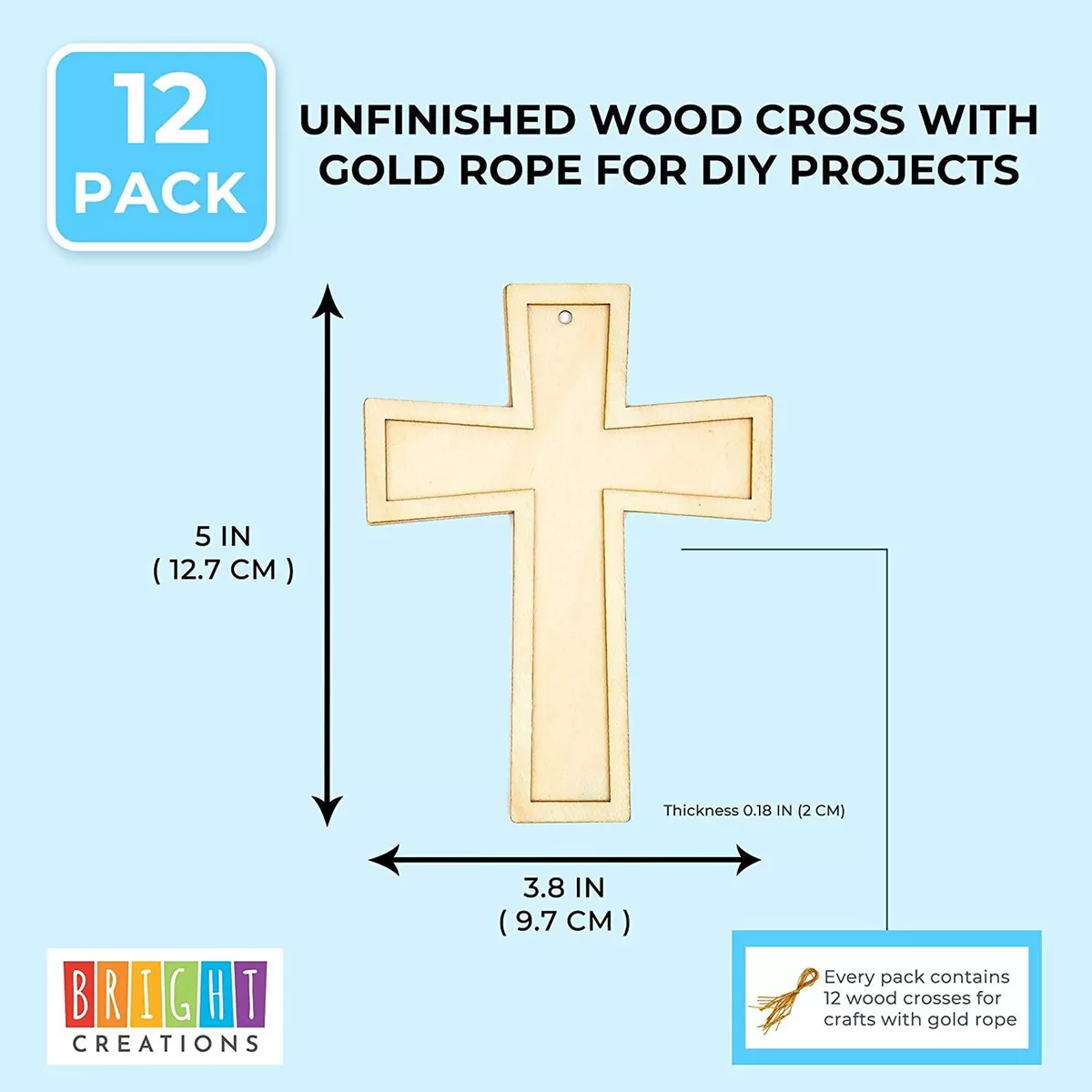 100 Pack Unfinished Wooden Crosses for Crafts, Bulk Cross Ornaments for  Church, Easter Tree, Sunday School, DIY Projects, 4 x 3 In