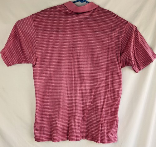 Bobby Jones Polo Shirt Size M Pink w/ Blue & White Dots Short Sleeve - Picture 2 of 3