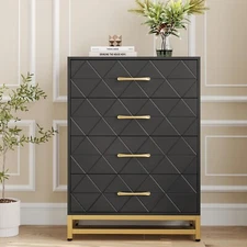 Dresser for Bedroom 4-Drawers Chest of Drawers Wood Nightstand Storage Organizer