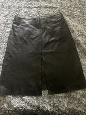 bebe Black Leather Knee-Length Straight Pencil Skirt Womens 6 Zip Lined