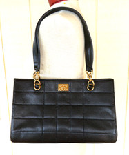 Auth Chanel Caviar Leather Chocolate Bar Open Top Shopper Shoulder Tote Bag Vtg