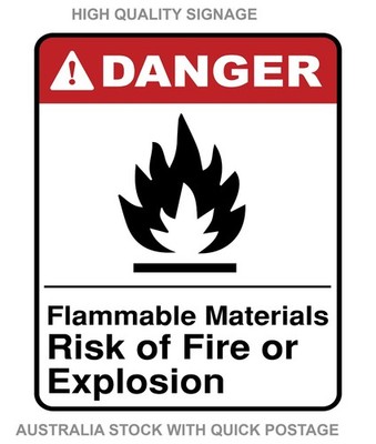 DANGER Risk of Fire or Explosion Safety Sign Sticker HighQuality pick size A4/A5