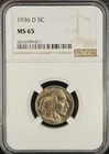 1936-D Buffalo Nickel NGC GEM MS65 Original and PQ!