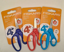 Fiskars 5" Kids Scissors Pointed Tip Lot of 3 Navy Red Turquoise New