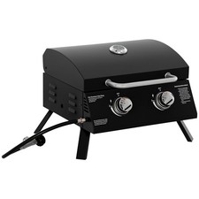 Outsunny Portable Tabletop Gas BBQ Grill 5.8 kW Barbecue w/ 2 Burner
