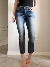 Madewell Alley Straight Cropped Jeans Size 25 Mid Rise Distressed Raw Hem Denim