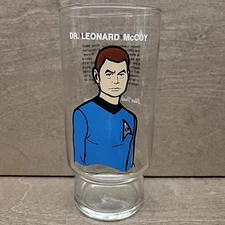 Star Trek Dr. Leonard McCoy Glass Cup Collector Series Dr Pepper 1976 - REF B