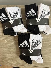 NEW ADIDAS 6 pair of Youth Crew Socks - Black White Size Large 5Y-7Y 3 packs