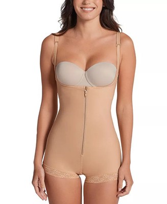 Leonisa Firm Tummy-Control Lace-Trim Body Shaper Beige XXL
