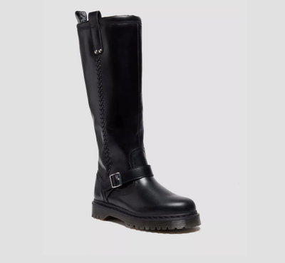 DR. MARTENS ANISTONE KNEE HIGH Orleans Leather Biker Boot MSRP$290