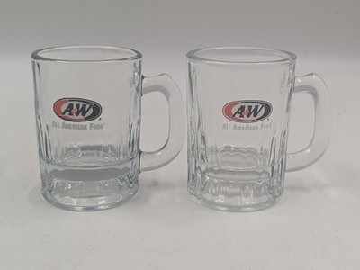 Vintage PAIR A&W All American Food Root Beer Mini Mug 3 1/4'' Tall