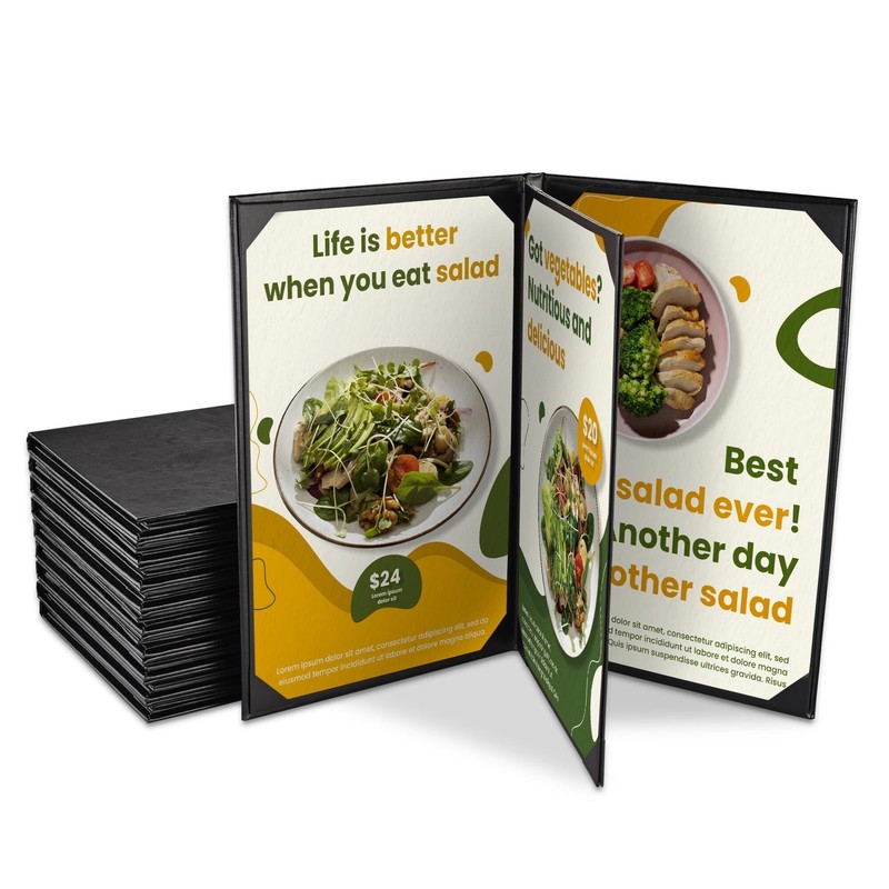 WeChef 10-Pack 8.5"x14" Menu Covers 4 View Leather Faux Cafe Restaurant Bars