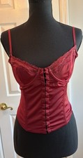 White Fox Boutique Red Satin Mesh Bustier Corset Size Small